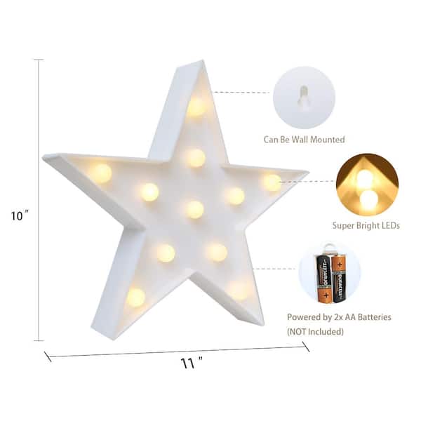 LED Window Light Wood Star Star Decoration Illuminated with 10 Warm White LEDs 