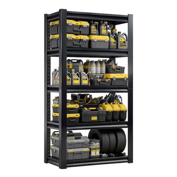5-Tier Heavy-Duty Metal Storage Shelves: 2000 lbs. Capacity, Adjustable for Garage and More in Sleek Black