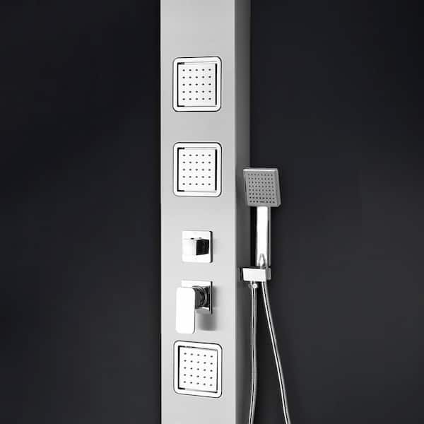 AKDY 63-in Brush Stainless Steel 2-Spray Shower Panel System (Valve Included)