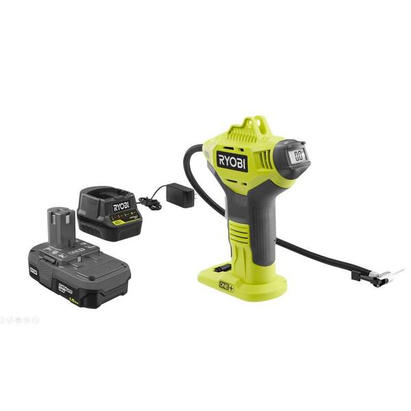 Ryobi P737 18-Volt ONE Lithium-Ion Cordless Power Inflator Kit with 1.3 Ah Lithium-Ion Battery,18-Volt Charger and Automotive Pencil Tire Gauge Bundle P737P12892142 