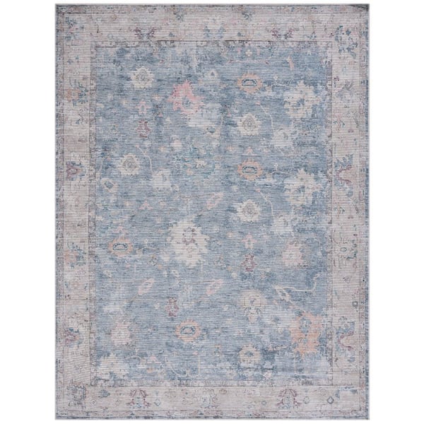 SAFAVIEH Serapi Blue/Beige 8 ft. x 10 ft. Machine Washable Border Ornate Area Rug