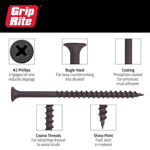 Grip-Rite #6 x 2-in Bugle Coarse Thread Drywall Screws (25-lb)