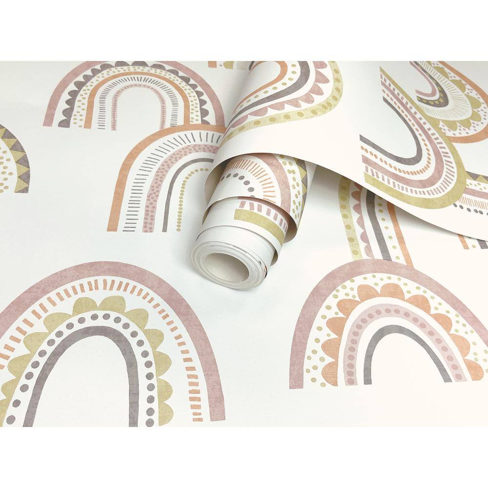 Boho Rainbow Blush and Orange Non-Pasted Kids' Wallpaper