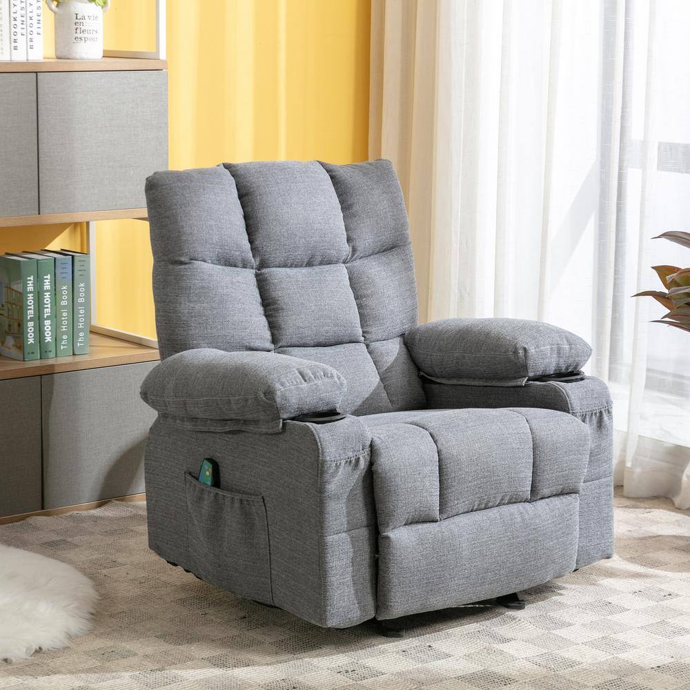 Gray Velet Massage Chair Recliner Heating Sofa With USB And Side Pocket ...