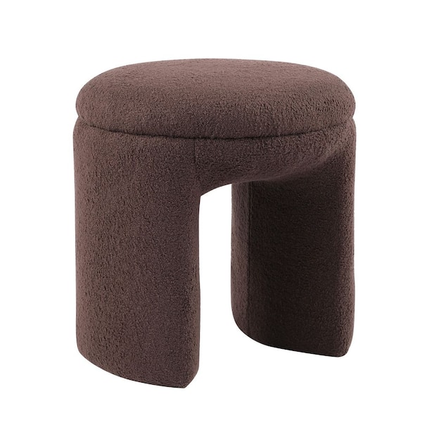 Burny Brown Upholstered Fabric Round Accent Ottoman Small (Under 22 in.)