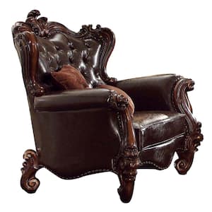 Versailles 2-Tone Dark Brown PU and Cherry Oak Faux Leather Arm Chair