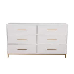 Madelyn White 6-Drawers 60 in. W Dresser