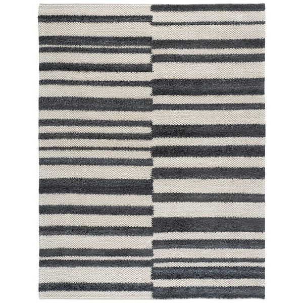 Natura 8 ft. x 10 ft. Dark Gray/Ivory Striped Solid Area Rug