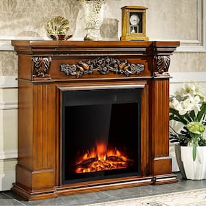 22.5 in. Direct Vent Electric Fireplace Insert Freestanding and Recessed Heater Log Flame Remote