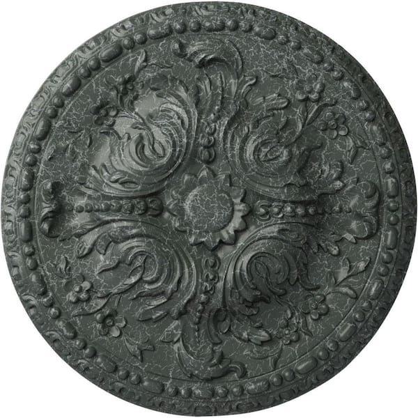 Ekena Millwork 3/4" x 19-5/8" x 19-5/8" Polyurethane Amelia Ceiling Medallion, Athenian Green Crackle