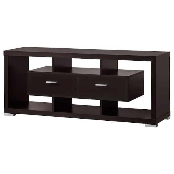 Coaster 59 in. Cappuccino TV Console with 2-Drawer Fits TV's up to 65 in.