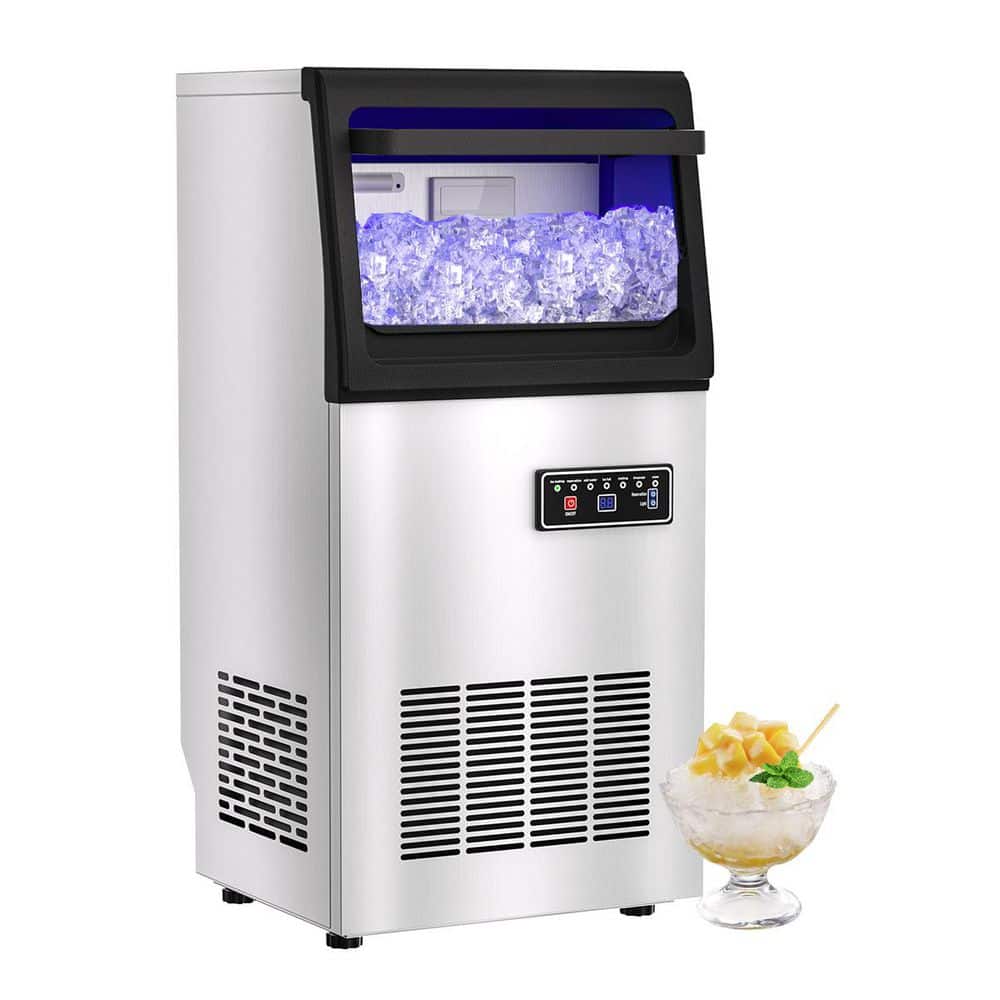 14 in. 80 lb. Commercial Freestanding /Built-In Nugget Ice Maker Machine in Stainless Steel with 20 lb. Storage Bin