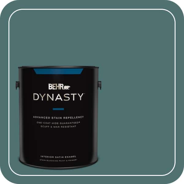 BEHR DYNASTY 1 gal. #S440-6 Tealish Satin Enamel Interior Stain-Blocking Paint and Primer
