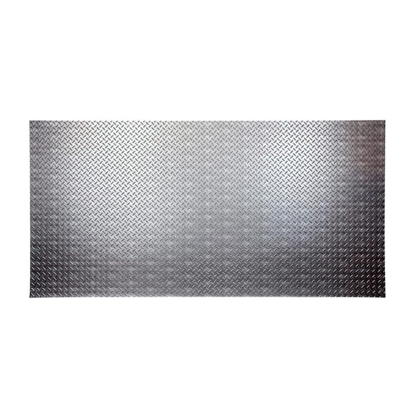 Fasade Diamond Plate 96 in. x 48 in. Crosshatch Silver Vinyl Decorative Wall Panel