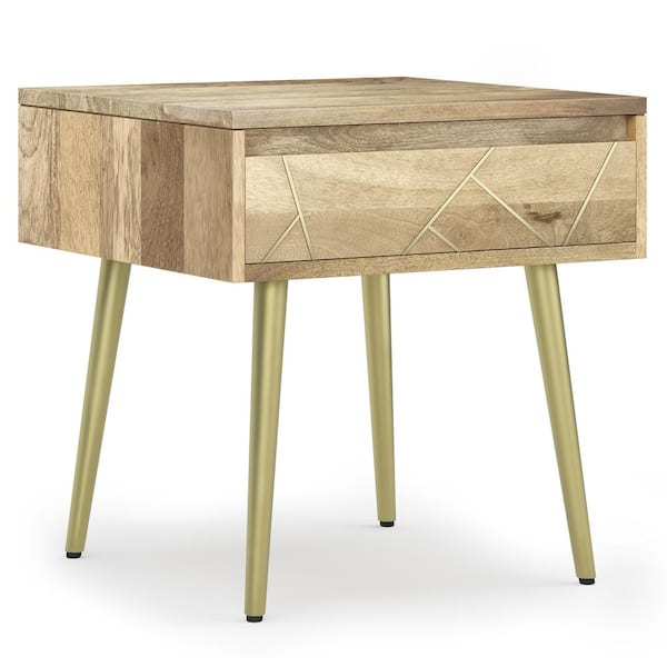 Simpli Home Jager Mid Century - Contemporary 22 in. Wide Metal Side Table in Natural
