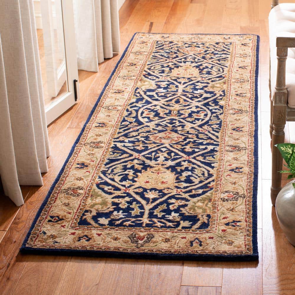 Persian Legend Blue and Gold Hand-Tufted Wool Runner Rug