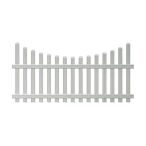 Glendale 4 ft. H x 8 ft. W White Vinyl Scalloped Top Spaced Picket Unassembled Fence Panel with 3 in. Dog Ear Pickets