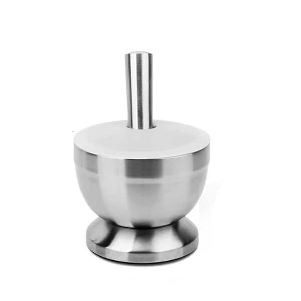 Stainless Steel Non-Slip Base Large Mortar and Pestle Pill Spice Herb Crusher High-Efficiency Grinder
