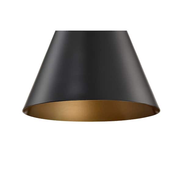Edvivi 1-Light Matte Black Metal Cone Hanging Kitchen Mini Pendant