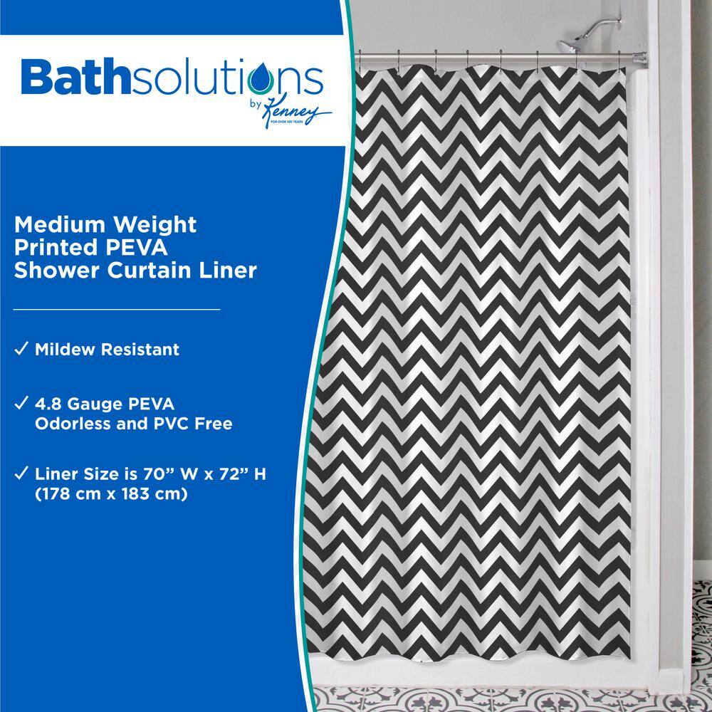 Black and White Chevron PEVA Shower Curtain Liner 70" x 72"