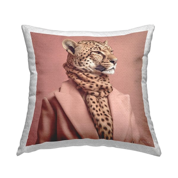Stupell Industries Glam Cheetah Fashion Brown Square Outdoor Throw Pillow