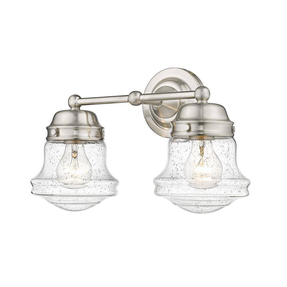 Vaughn Brushed Nickel 15.5" Industrial Schoolhouse Vanity Light