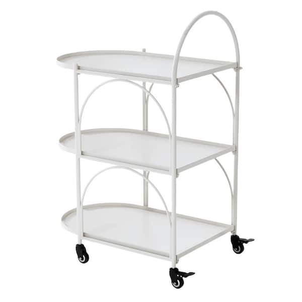 White Metal Serving Cart for Home Drink Cart