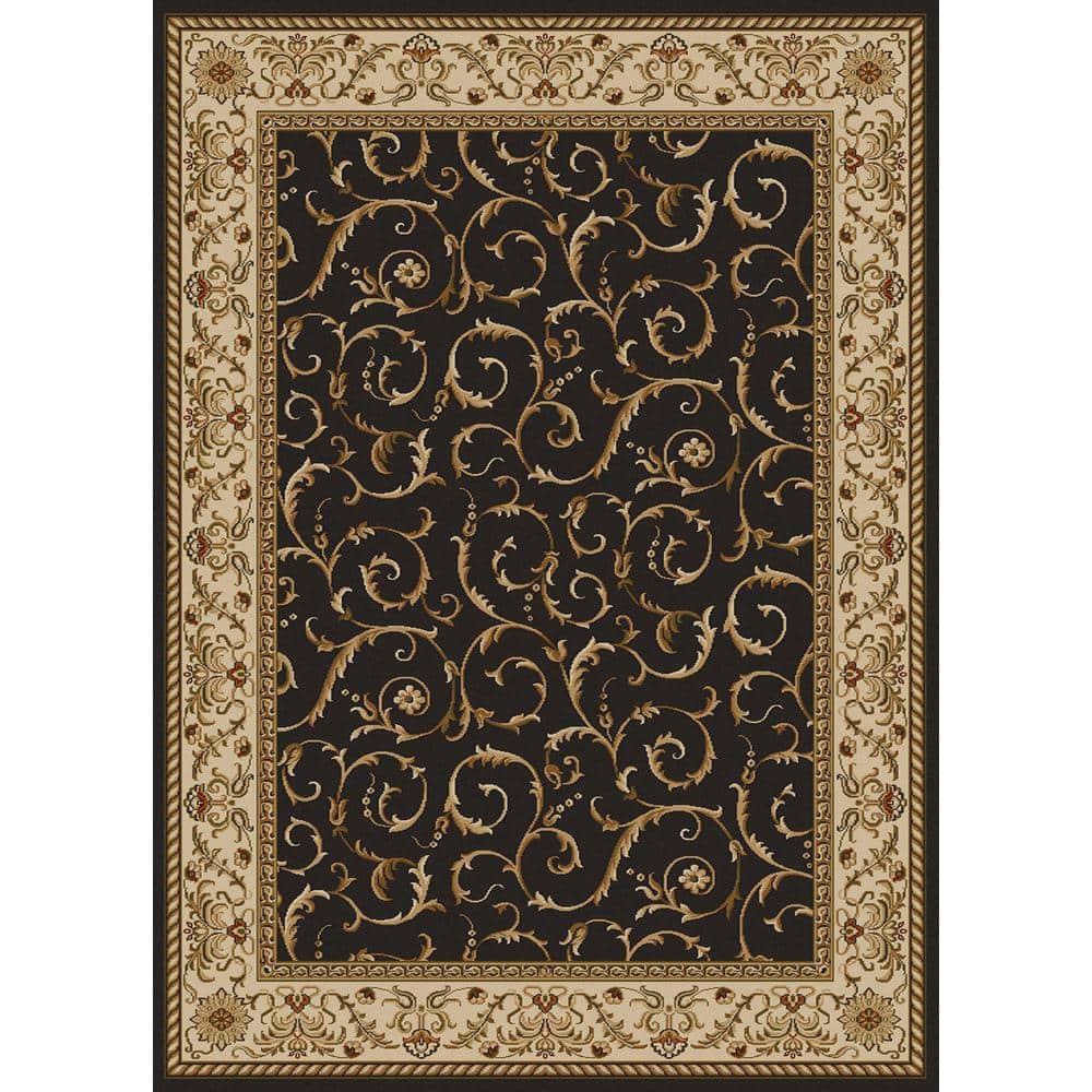 RADICI USA Como Brown 3 ft. x 5 ft. Traditional Floral Scroll Area Rug ...