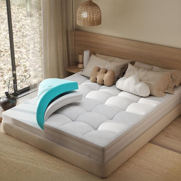 2 in. Gel Memory Foam Mattress Topper High Density Pad with 1 in. Pillow Top Mattress Pad Cover, Full Size, White