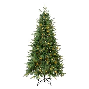 6' Feel-Real Duxbury Light Green Mixed Hinged PreLit Artificial Christmas Tree with 200 Warm White LED Lights