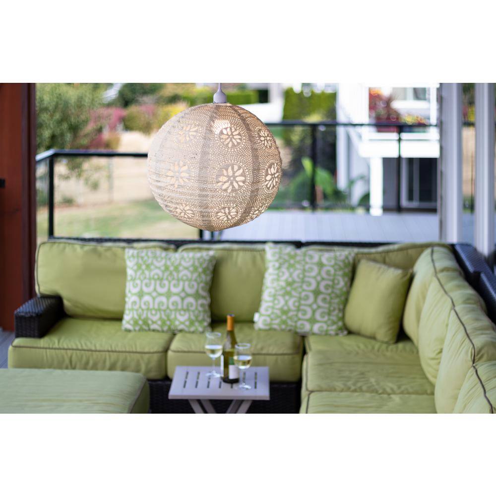 18'' Beige Tyvek Globe Indoor/Outdoor LED Pendant Lamp