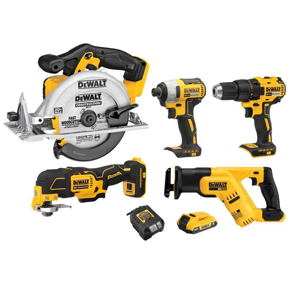 DEWALT 20-Volt MAX Lithium-Ion Cordless Combo Kit (5-Tool) with 2.0 Ah Battery and Charger