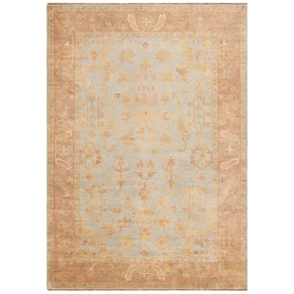Oushak 6 ft. x 9 ft. Soft Green/Rust Persian Area Rug