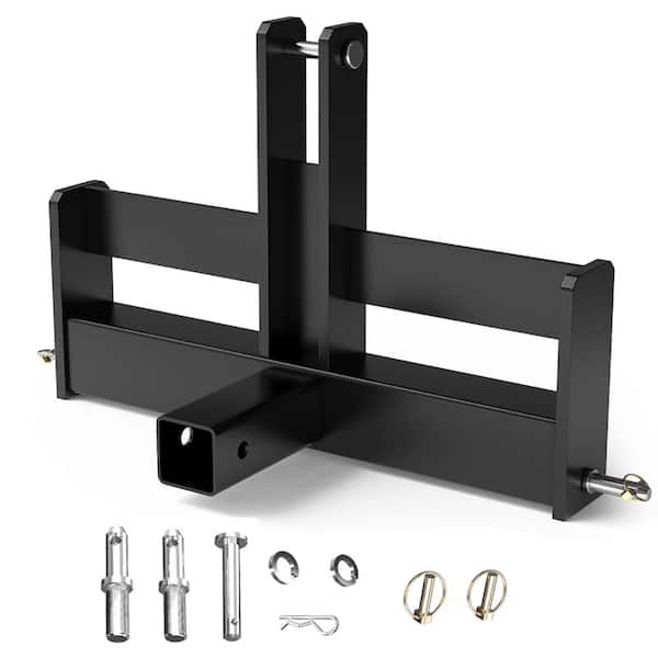 Heavy Duty 3-Point Quick Hitch Adapter for Category 1 Tractors, 2" Receiver Drawbar with Suitcase Weight Brackets