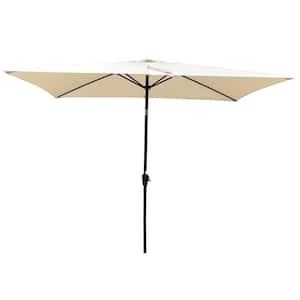 6 ft. x 9 ft. Steel Market Tilt Patio Umbrella in Tan