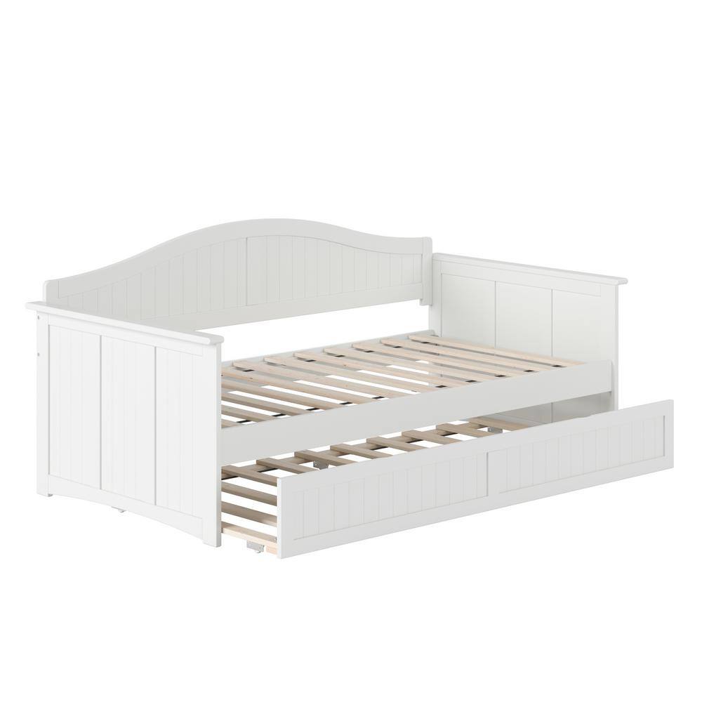 Nantucket White Twin Wood Daybed with Trundle and Storage