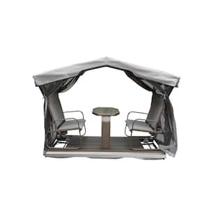 4-Seat Outdoor Glider Benches, Retro Metal Glider Chair with Canopy, Patio Swing Chair