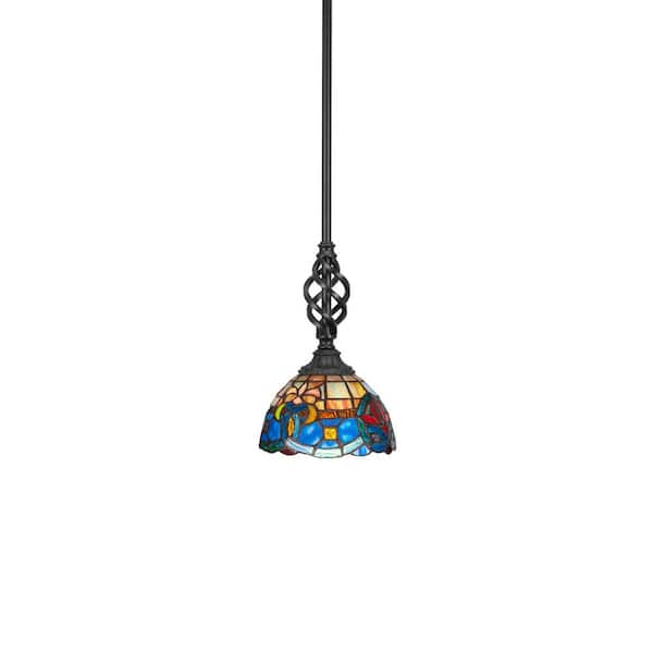 Unbranded Bridgewater 100 W 1-Light Matte Black Standard Mini Pendant Light with Glass Shade