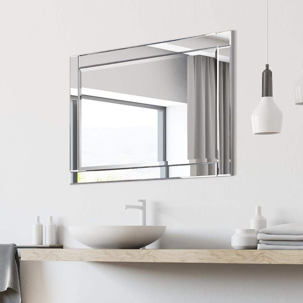 Elegant Full-Length 30x40 Silver Wood Framed Beveled Mirror