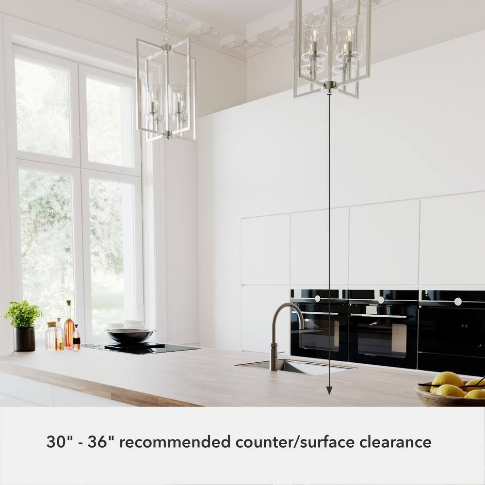 Kerrison 21" Brushed Nickel 4-Light Glass Pendant
