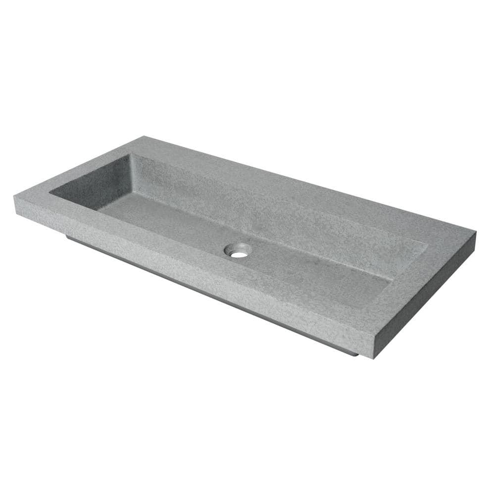 Gray Matte Concrete Rectangular Vessel Sink, 42-inch