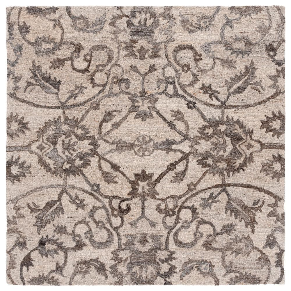 SAFAVIEH Anatolia 6 ft. x 6 ft. Ivory/Brown Traditional Garden square ...
