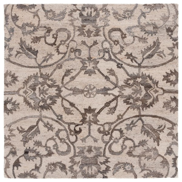 SAFAVIEH Anatolia 6 ft. x 6 ft. Ivory/Brown Traditional Garden square Area Rug