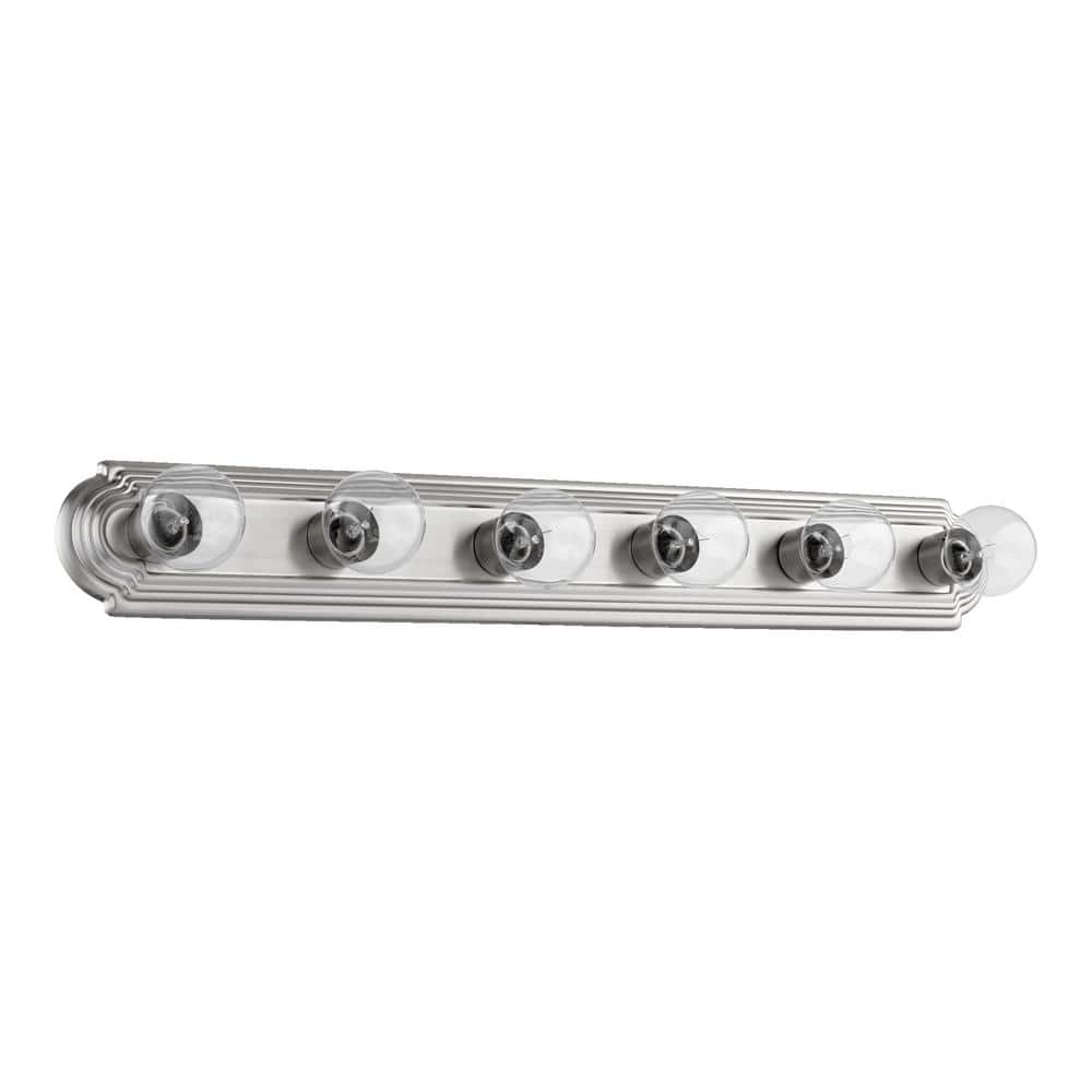 Traditional 36 in. W 6-Lights Satin Nickel Vanity Light with exposed bulbs price history on PriceWatchPro