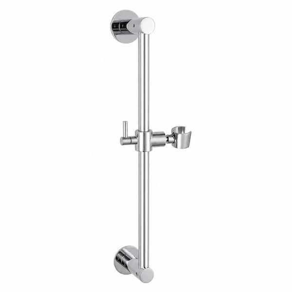 15 in. All-Metal Adjustable Shower Slide Bar in Chrome, Wall Mount Handheld Shower Head Holder, Shower Head Slide Bar