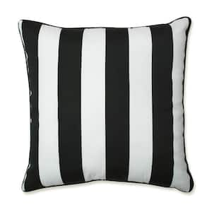 Stripe Black Square Outdoor Square Throw Pillow