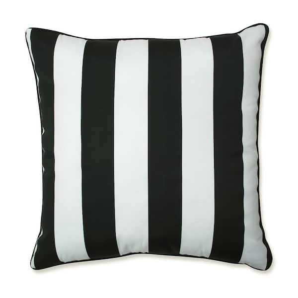 Pillow Perfect Stripe Black Square Outdoor Square Throw Pillow