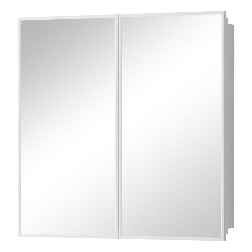 Elise 30 in. W x 30 in. H Rectangular Iron Medicine Cabinet with Mirror, Wall/Recessed, White double door price history on PriceWatchPro