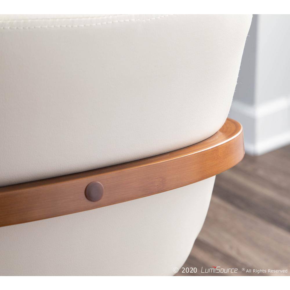 Walnut and Cream Faux Leather High Back Side Chair