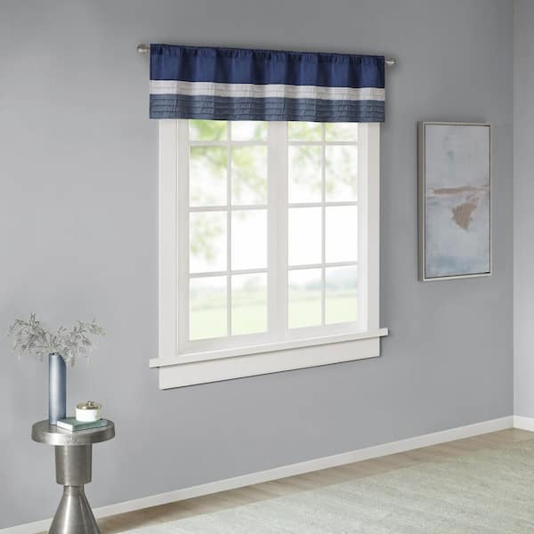 Eastridge 18 in. L x 50 in. W. in Navy Polyester Light Filtering Valance